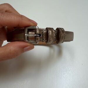 Metallic Bronze Skinny Leather Belt